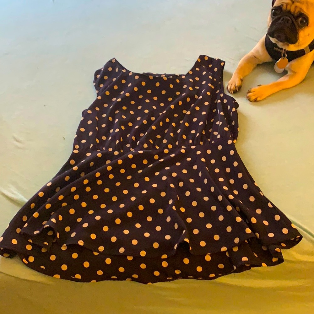 Cute polka dot navy top.